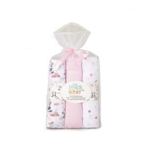 Muselina Interbaby Panda Pack 3 Uni Rosa