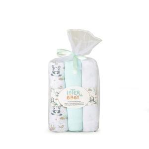 Muselina Interbaby Panda Pack 3 Uni Verde