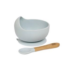 Taça Ventosa + Colher Interbaby Silicone Azul