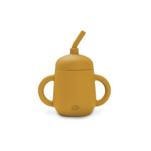 Copo Anti Gota + Palha Interbaby Silicone Amarelo Torrado