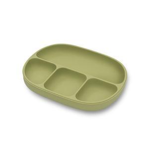 Prato Ventosa C/ Tampa Interbaby Silicone Verde Oliva