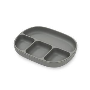 Prato Ventosa C/ Tampa Interbaby Silicone Cinza