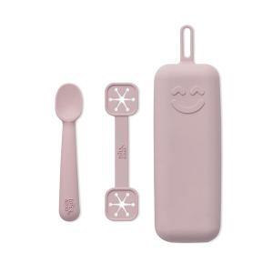 Conjunto Porta Talheres + Colher + Porta Babete Interbaby Silicone Rosa