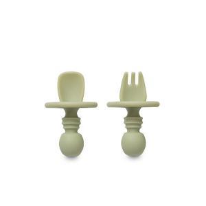 Talheres Aprendizagem Interbaby Silicone Verde Oliva