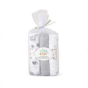 Muselina Interbaby Marinho Pack 3 Uni Cinza