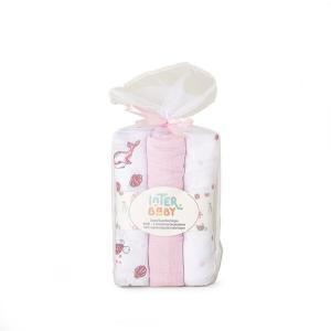 Muselina Interbaby Marinho Pack 3 Uni Rosa
