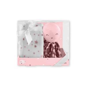 Manta + Peluche Polvo Rosa