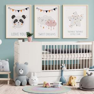 Interior kids room wallpaper/Mockup posters in child room interi