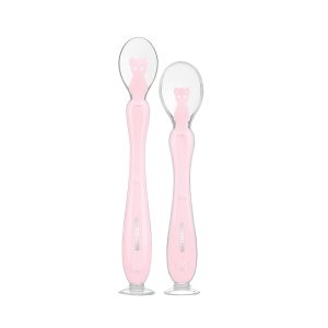 Colher Silicone Com Ventosa Kikkaboo Rosa 2 Uni