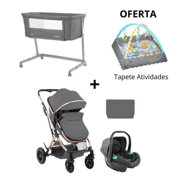 Pack Poupança Trio Kikkaboo Kaia Cinza Claro + Berço Co-Sleeping Lulu + Oferta