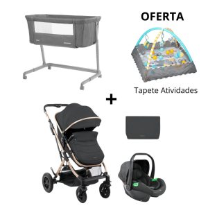 Pack Poupança Trio Kikkaboo Kaia Cinza Escuro + Berço Co-Sleeping Lulu + Oferta