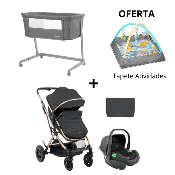 Pack Poupança Trio Kikkaboo Kaia Cinza Escuro + Berço Co-Sleeping Lulu + Oferta