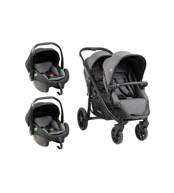 Carrinho Gêmeos Kinderland Double Grey
