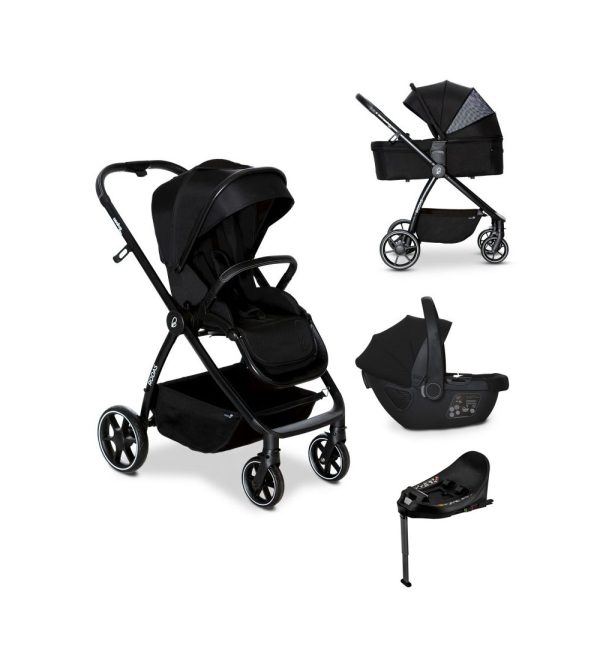 Trio Asalvo 3 em 1 Rodas Preto + Base Isofix