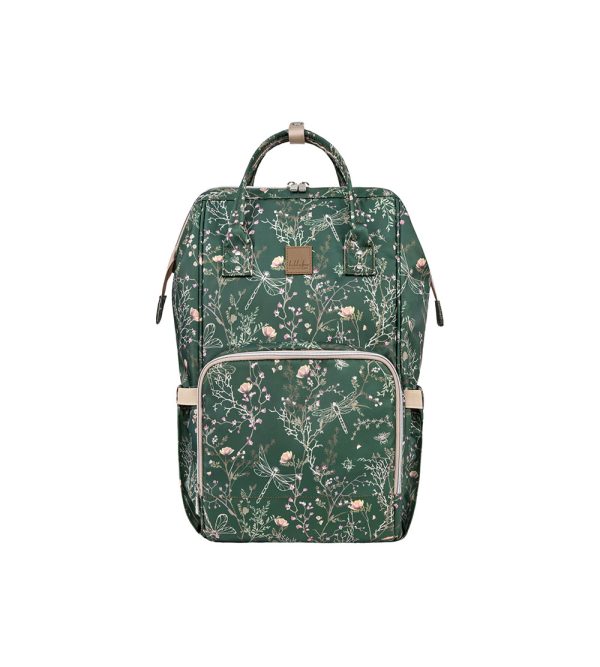 Mochila Mamã Kikkaboo Siena Luxe Secret Garden Deep Green